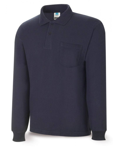 Polo BASIC azul marino 100% algodón. 200 gr. Manga larga MARCA