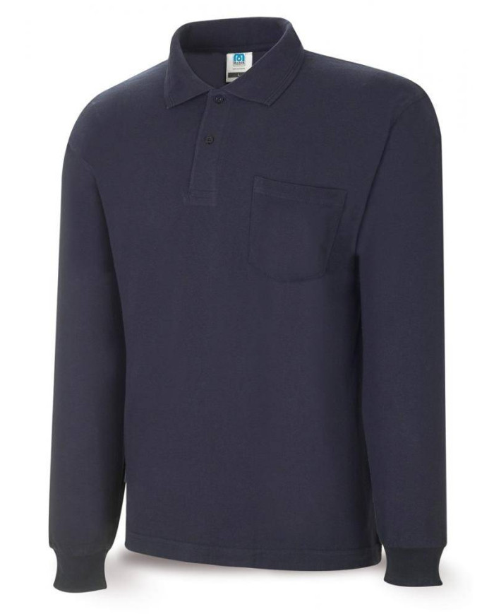 Polo BASIC azul marino 100% algodón. 200 gr. Manga larga MARCA
