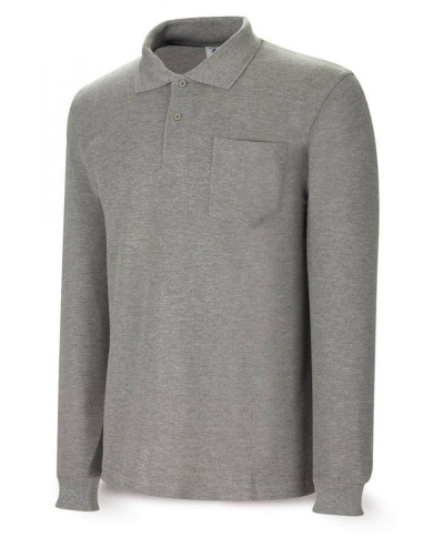 Polo BASIC gris 100% algodón. 200 gr. Manga larga MARCA