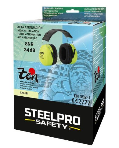 Orejera STEELPRO® serie ZEN Fluor para protección auditiva con alta atenuación