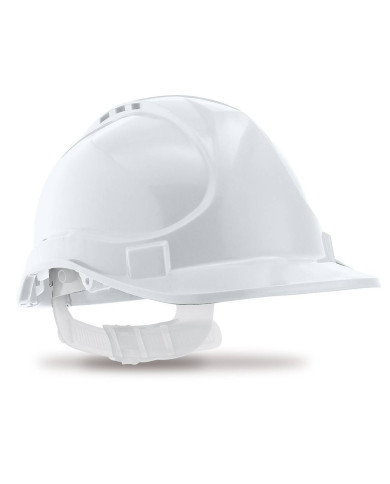 Mod. "STRIKE". Casco de protección cierre de cinta. Color Blanco STEELPRO