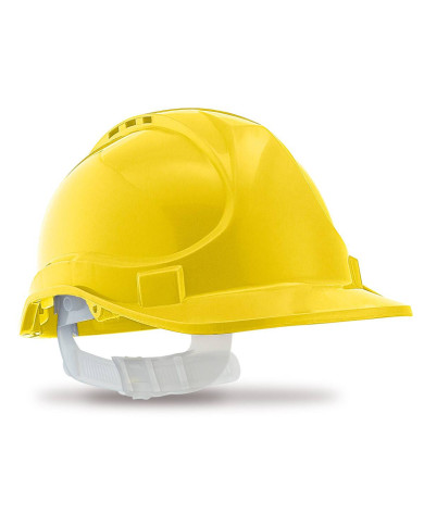 Mod. "STRIKE". Casco de protección cierre de cinta. Color Amarillo STEELPRO
