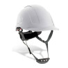 Mod. "MOUNTAIN". Casco de protección ABS cierre ruleta, arnés textil 6 puntos y barbiquejo. Color Blanco STEELPRO