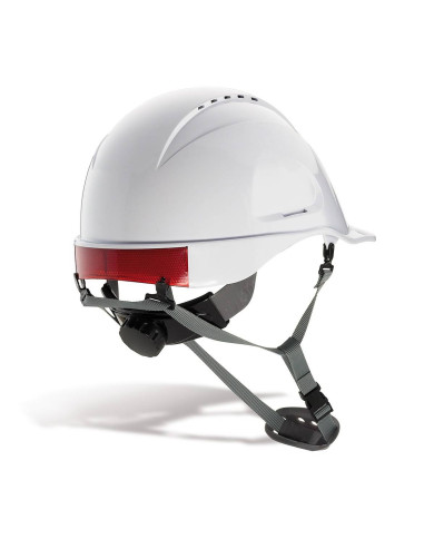 Mod. "MOUNTAIN". Casco de protección ABS cierre ruleta, arnés textil 6 puntos y barbiquejo. Color Blanco STEELPRO