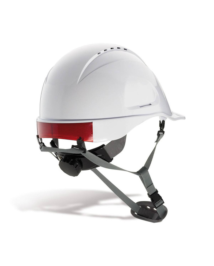 Mod. "MOUNTAIN". Casco de protección ABS cierre ruleta, arnés textil 6 puntos y barbiquejo. Color Blanco STEELPRO