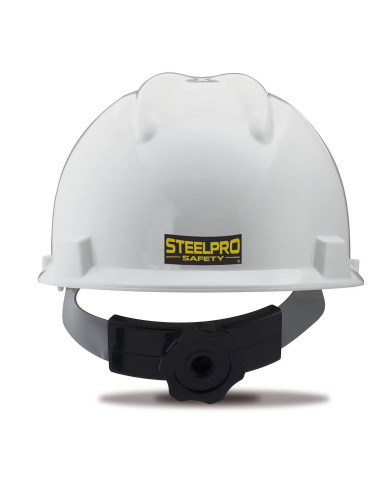 Mod. "ROLLER". Casco de protección cierre ruleta y arnés textil. Color Blanco STEELPRO
