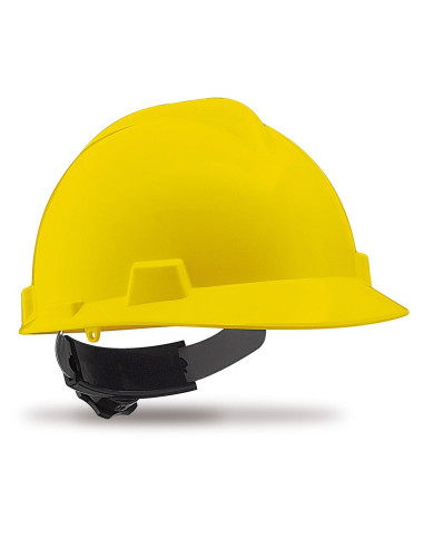 Mod. "ROLLER". Casco de protección cierre ruleta y arnés textil. Color Amarillo STEELPRO
