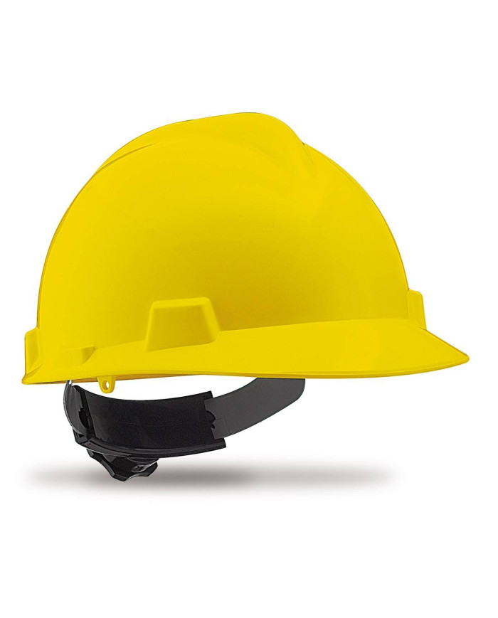 Mod. "ROLLER". Casco de protección cierre ruleta y arnés textil. Color Amarillo STEELPRO