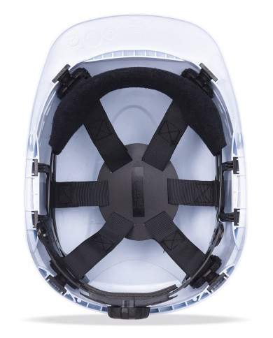 Mod. “THOR”. Casco de protección para la industria ventilado en color blanco, cierre ruleta, arnés textil 6 puntos STEELPRO