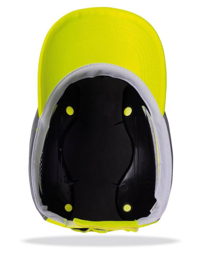 Mod. “BUMPER PRO”. Gorra de protección anti golpes con rejillas de ventilación lateral. Color Amarillo Alta Visibilidad con...