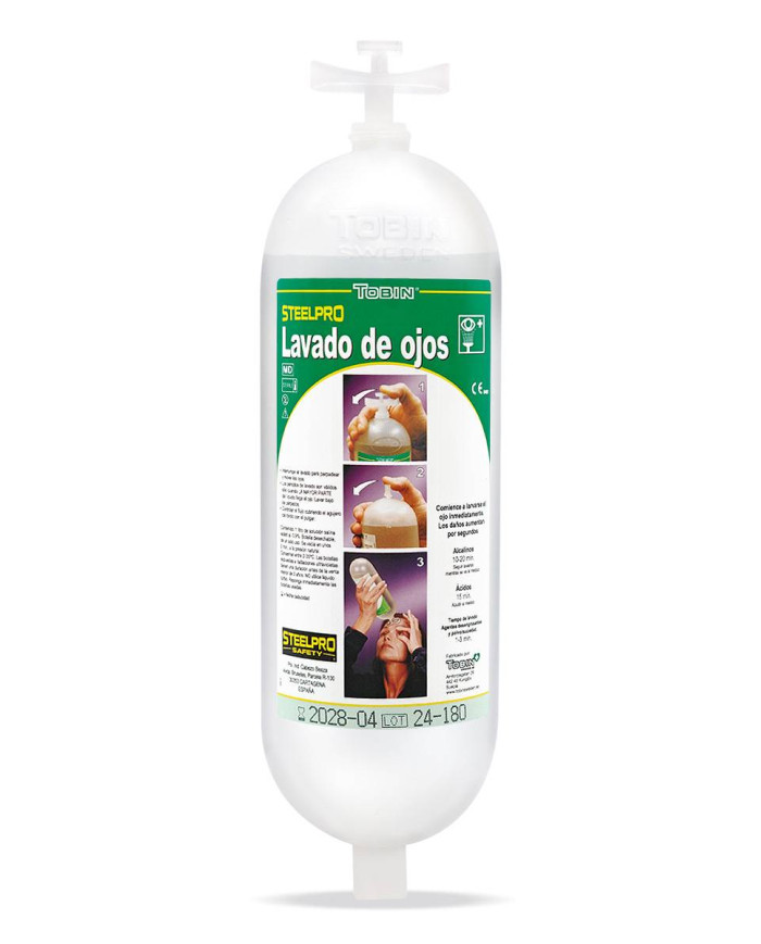botella de repuesto de 1 litro para estaciones lavaojos. (pack 2 unidades). Tobin Eyewash