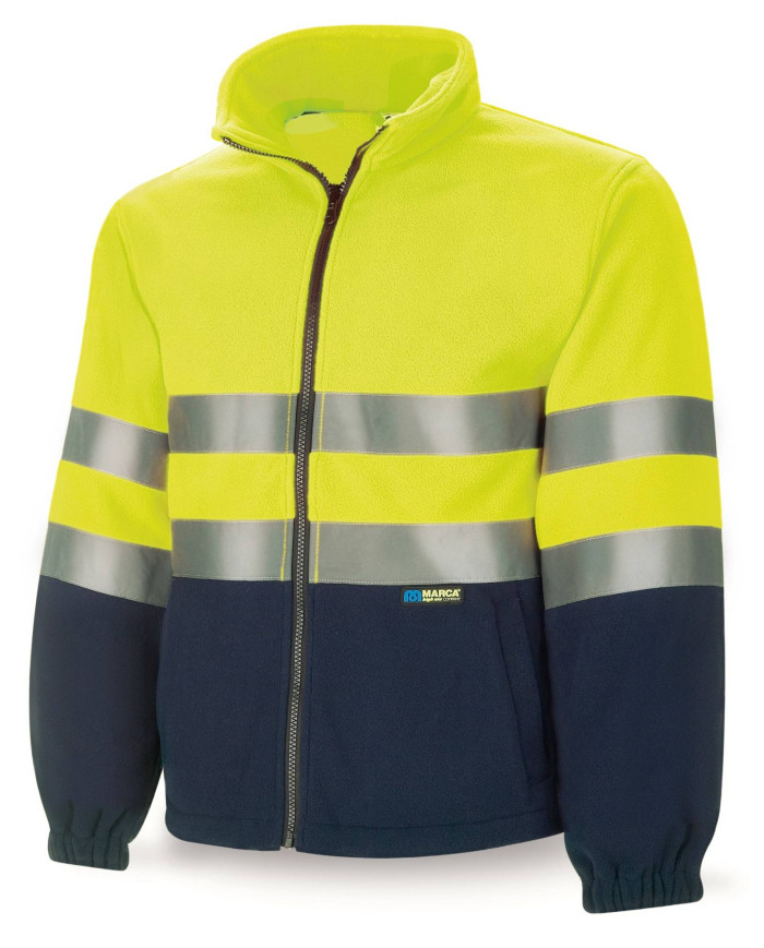 Chaqueta Polar Alta visibilidad amarillo/azul marino 280 gr MARCA