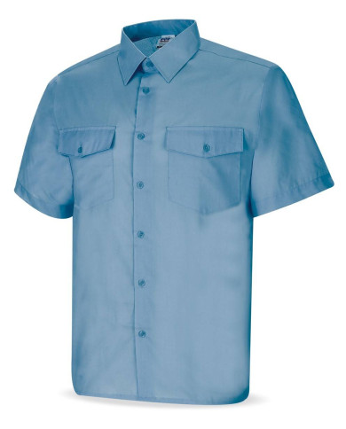Camisa azul celeste poliéster/algodón 95 gr. Manga corta MARCA