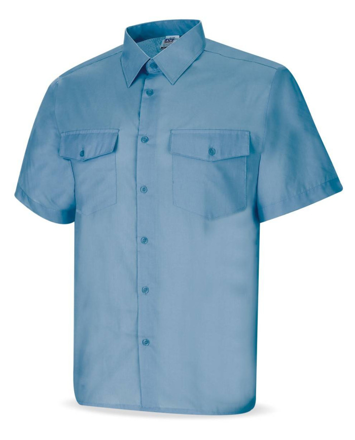Camisa azul celeste poliéster/algodón 95 gr. Manga corta MARCA