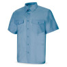Camisa azul celeste poliéster/algodón 95 gr. Manga corta MARCA
