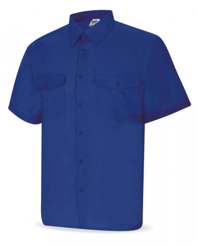 Camisa azulina poliéster/algodón 95 gr. Manga corta MARCA