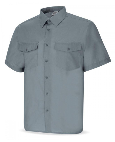 Camisa gris poliéster/algodón 95 gr. Manga corta MARCA