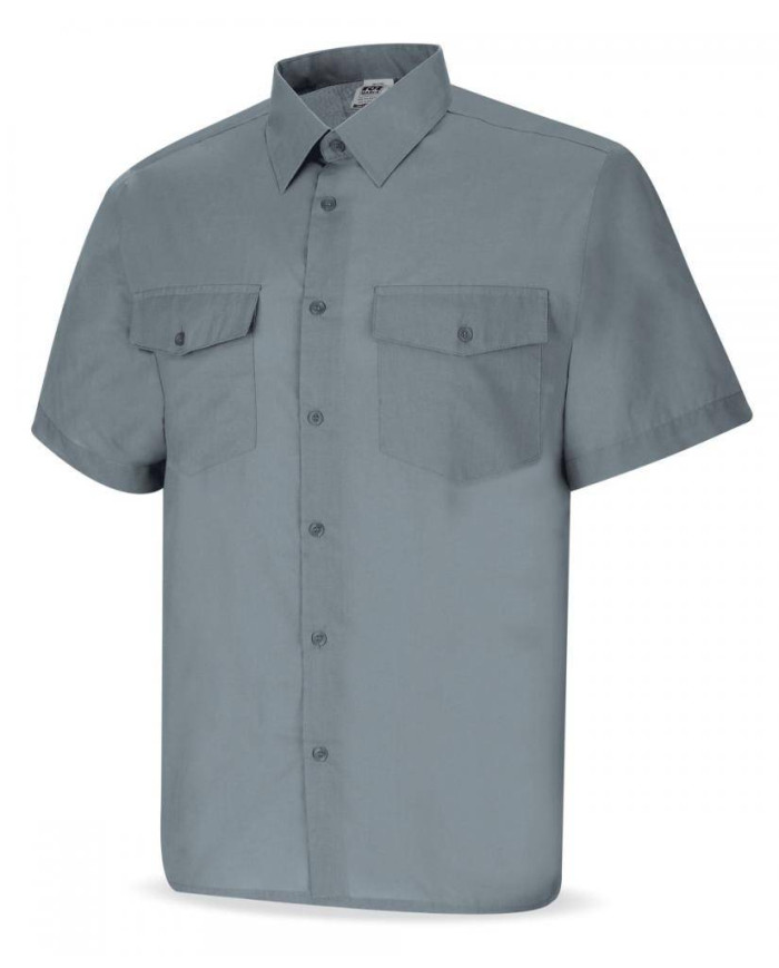 Camisa gris poliéster/algodón 95 gr. Manga corta MARCA