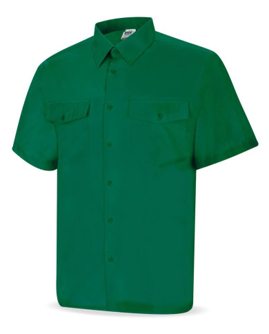 Camisa verde poliéster/algodón 95 gr. Manga corta MARCA