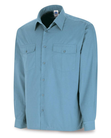 Camisa azul celeste poliéster/algodón 95 gr. Manga larga MARCA