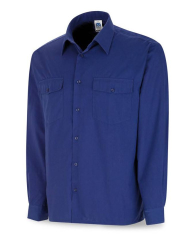 Camisa azulina poliéster/algodón 95 gr. Manga larga MARCA