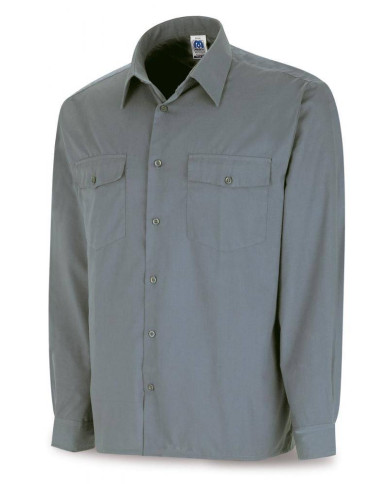 Camisa gris poliéster/algodón 95 gr. Manga larga MARCA