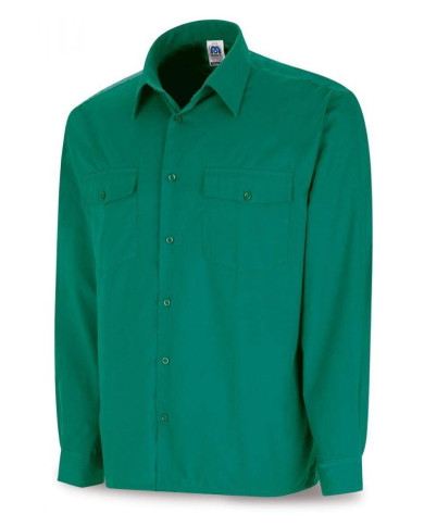 Camisa verde poliéster/algodón 95 gr. Manga larga MARCA