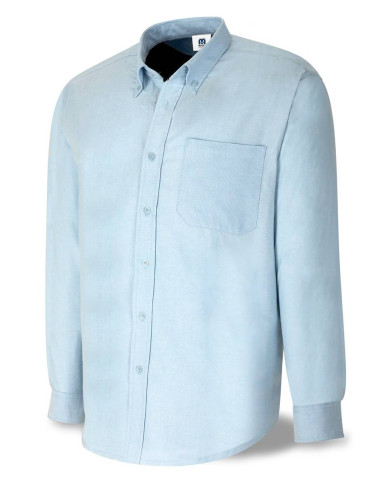 Camisa azul celeste tejido Oxford 100% algodón. Manga larga MARCA