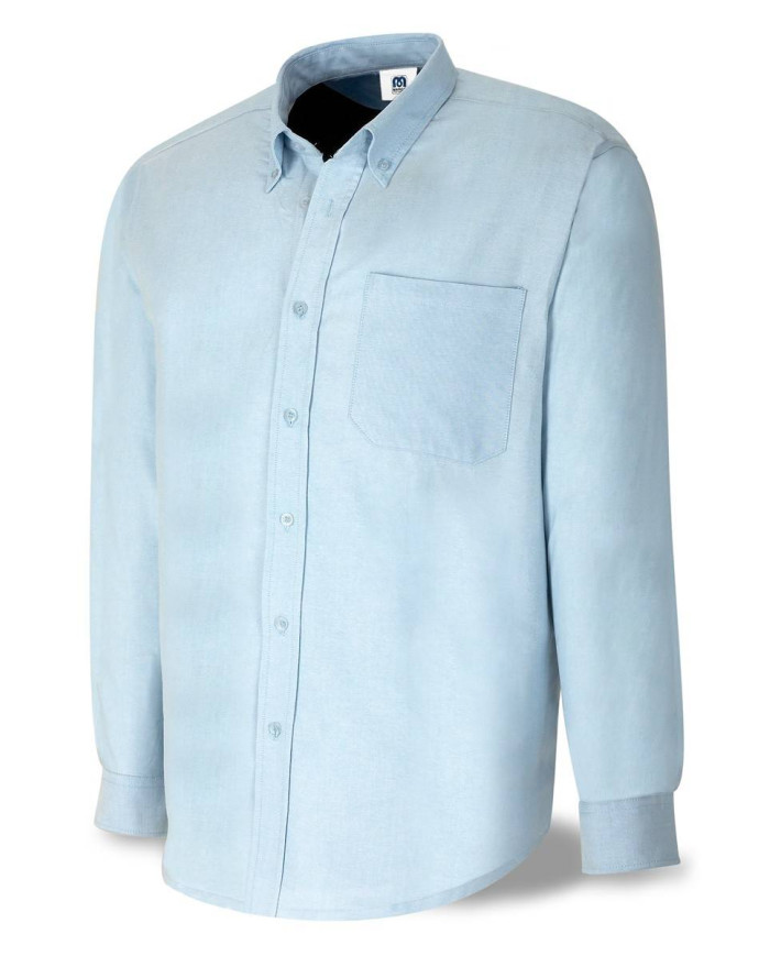 Camisa azul celeste tejido Oxford 100% algodón. Manga larga MARCA