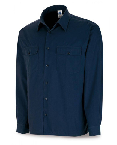Camisa azul marino algodón 125 gr. Manga larga MARCA