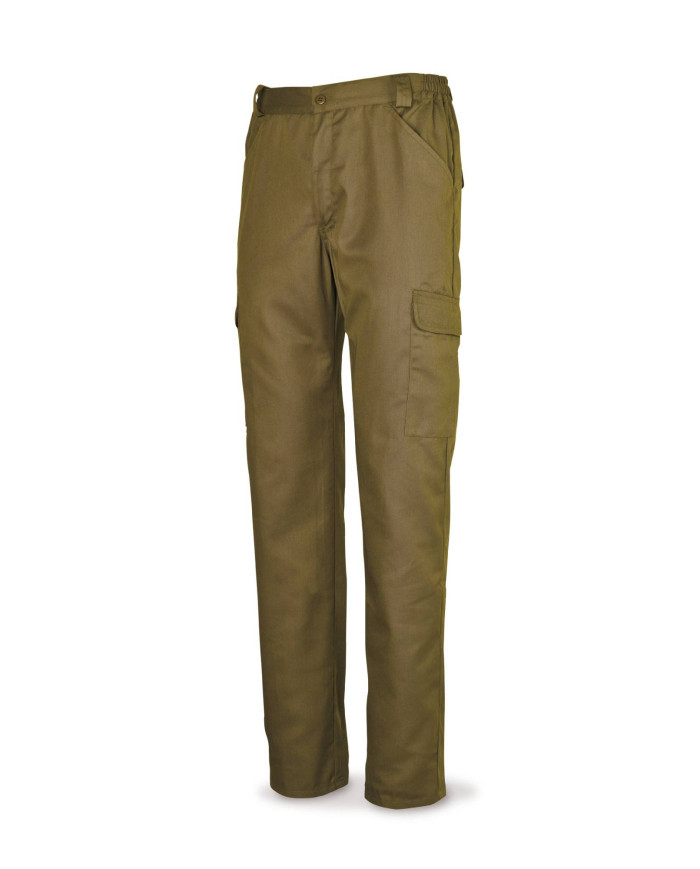 Pantalón beige poliéster/algodón 200 g. Multibolsillos MARCA