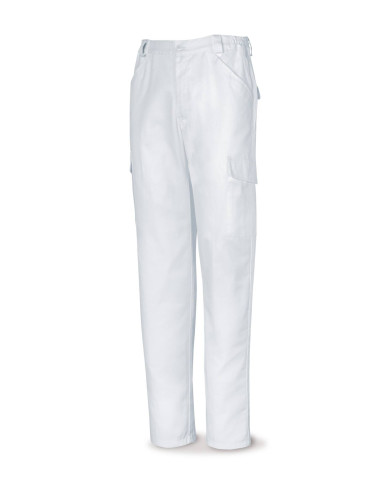 Pantalón blanco poliéster/algodón 200 g. Multibolsillos MARCA