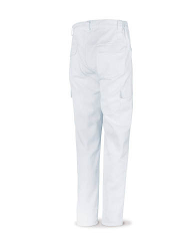 Pantalón blanco poliéster/algodón 200 g. Multibolsillos MARCA