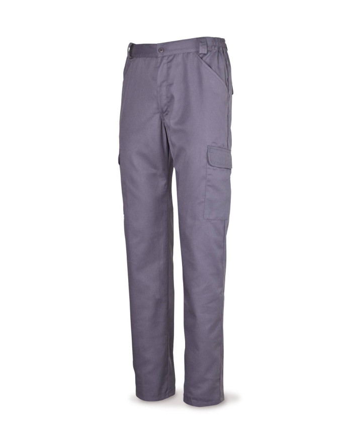 Pantalón gris poliéster/algodón 200 g. Multibolsillos MARCA