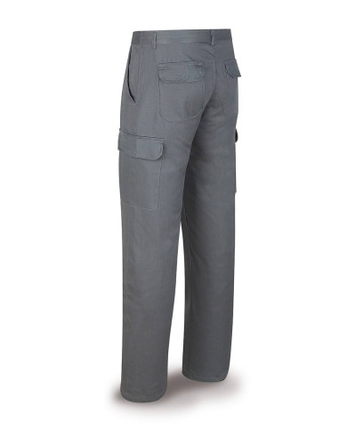 Pantalón gris poliéster/algodón 200 g. Multibolsillos MARCA