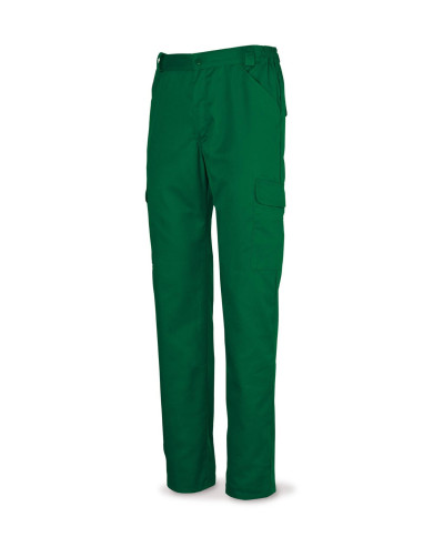 Pantalón verde poliéster/algodón 200 g. Multibolsillos MARCA