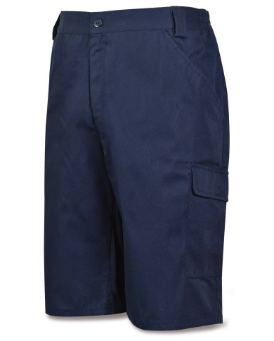 Bermuda azul marino poliéster/algodón de 200 g.Multibolsillo MARCA