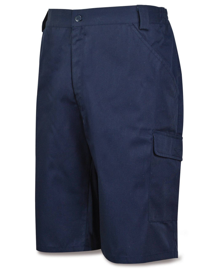 Bermuda azul marino poliéster/algodón de 200 g.Multibolsillo MARCA