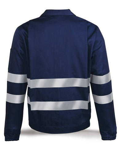 Chaqueta azul marino algodón con bandas reflectantes 245 g MARCA