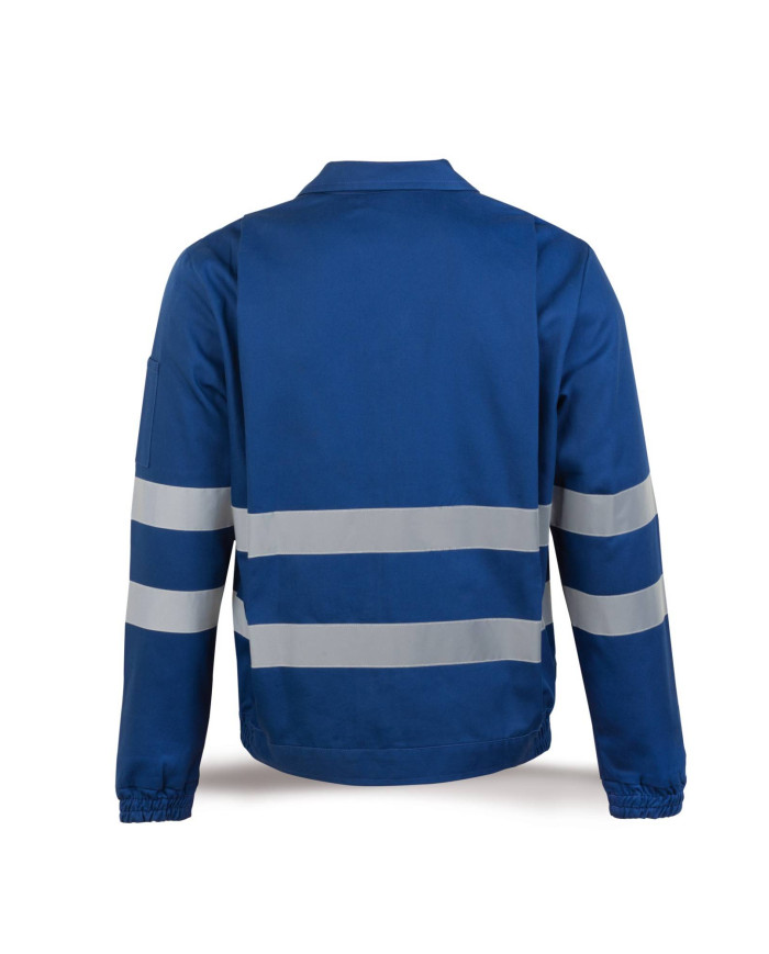 Chaqueta azulina algodón con bandas reflectantes 245 g MARCA