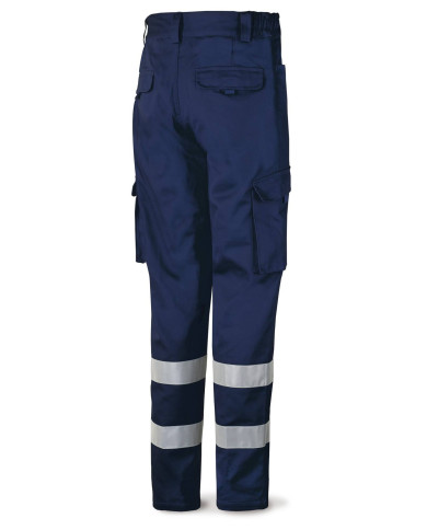 Pantalón azul marino algodón con bandas reflectantes 245 g MARCA