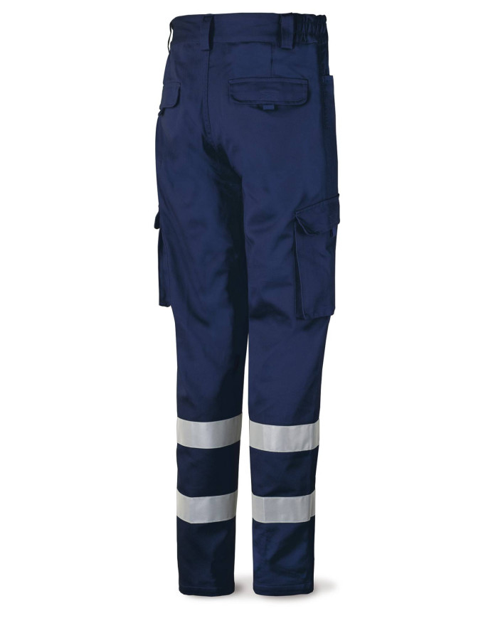Pantalón azul marino algodón con bandas reflectantes 245 g MARCA