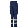 Pantalón azul marino algodón con bandas reflectantes 245 g MARCA