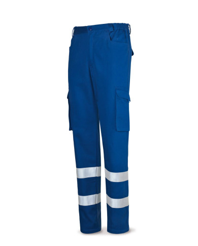 Pantalón azulina algodón con bandas reflectantes 245 g MARCA