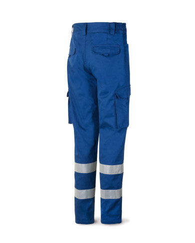 Pantalón azulina algodón con bandas reflectantes 245 g MARCA