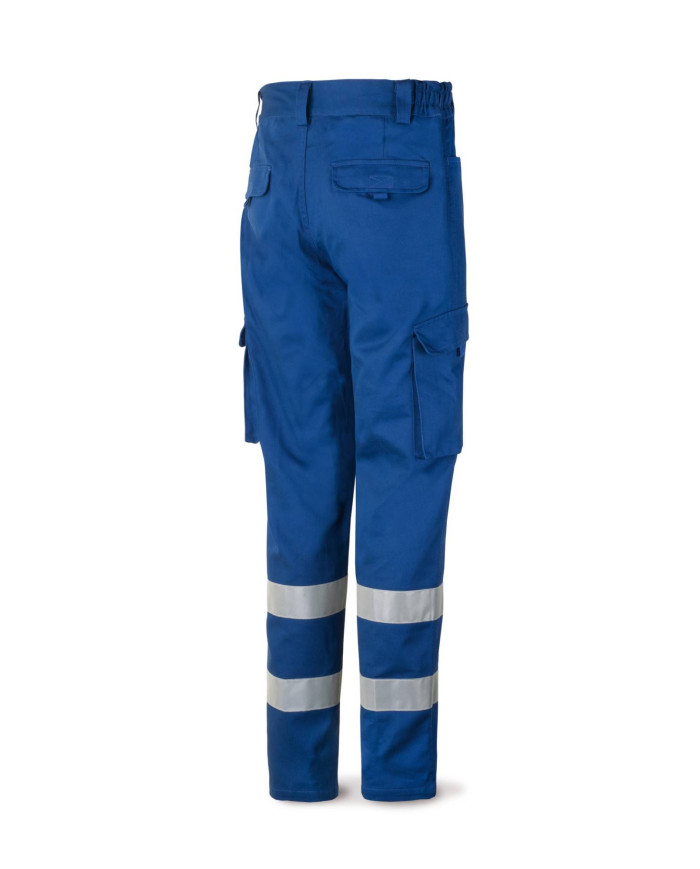 Pantalón azulina algodón con bandas reflectantes 245 g MARCA