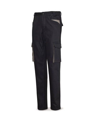 Pantalón negro en Algodón de 270 g. Multibolsillos MARCA