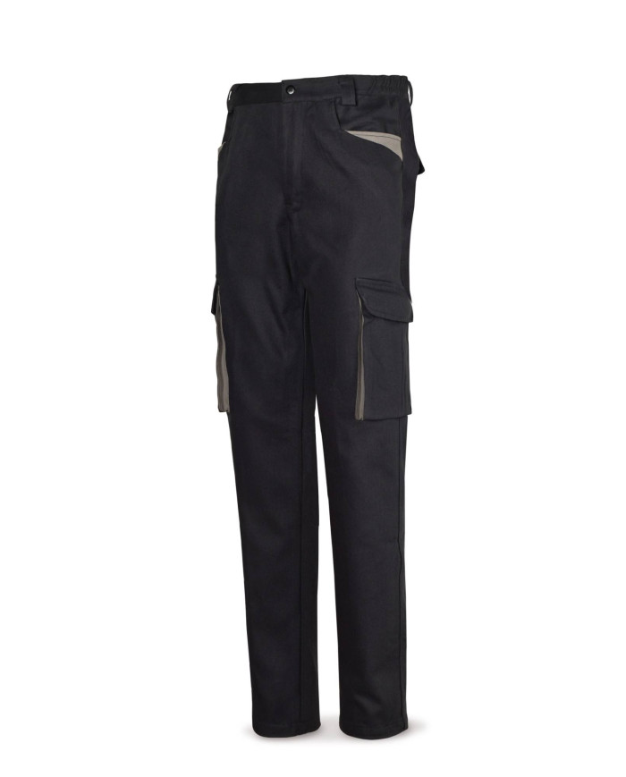 Pantalón negro en Algodón de 270 g. Multibolsillos MARCA
