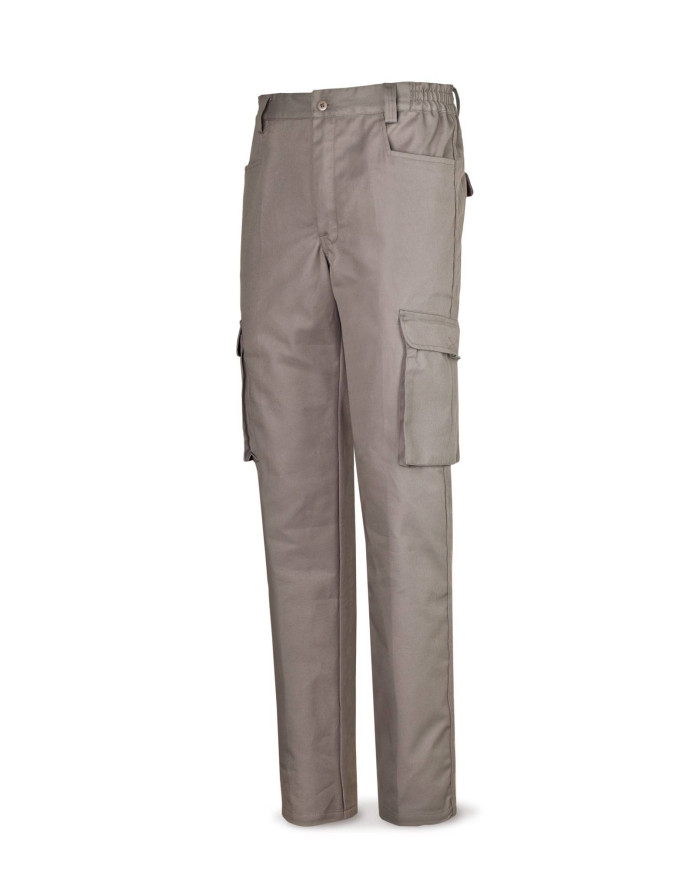 Pantalón gris algodón de 245 g. Multibolsillo MARCA