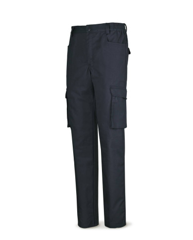 Pantalón azul marino poliester/algodón de 245 g. Multibolsillo MARCA